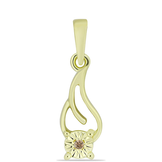 Goldplattierter Silberanhänger mit Champagner-Diamant