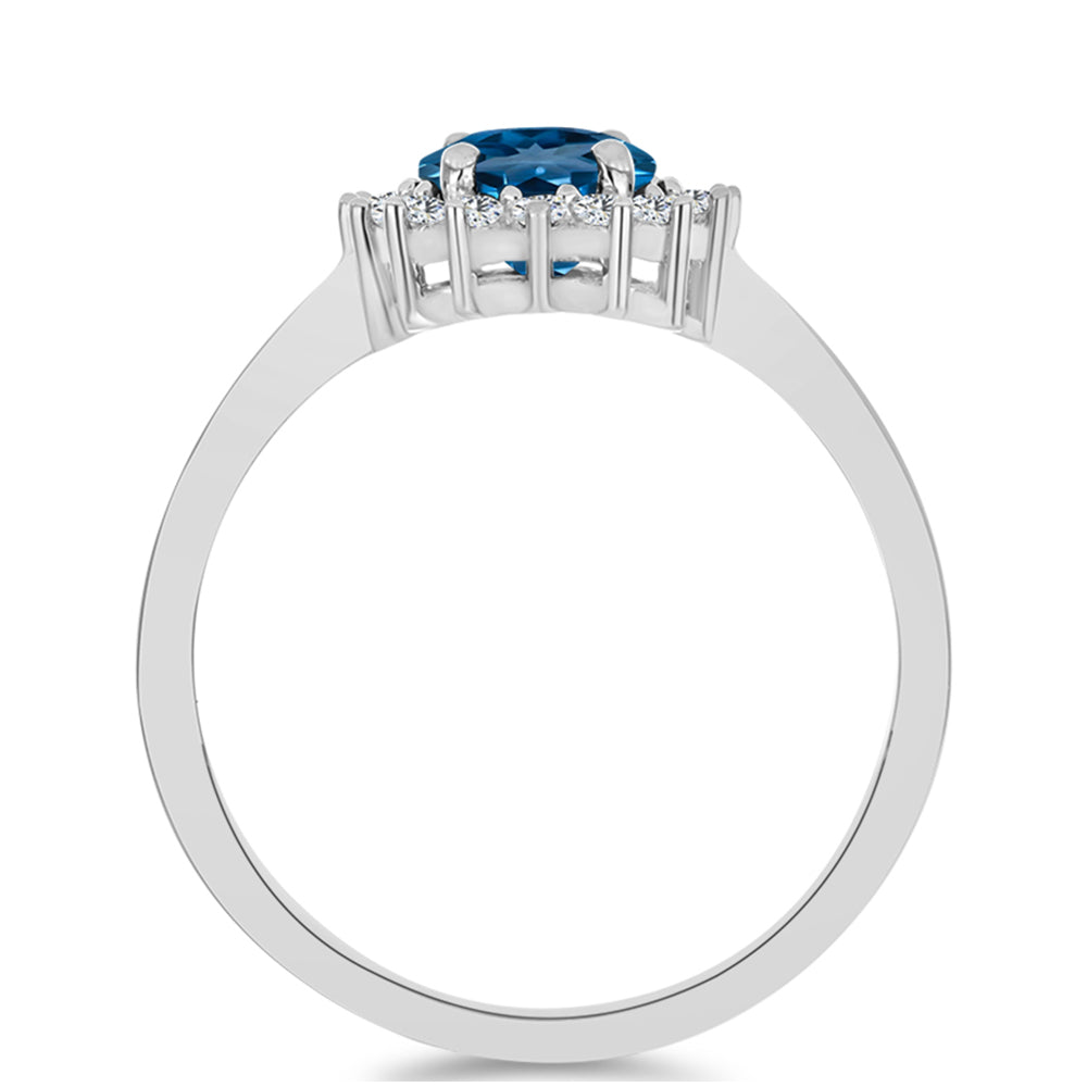 Silberring mit londonblauem Topas und weißem Topas 2 