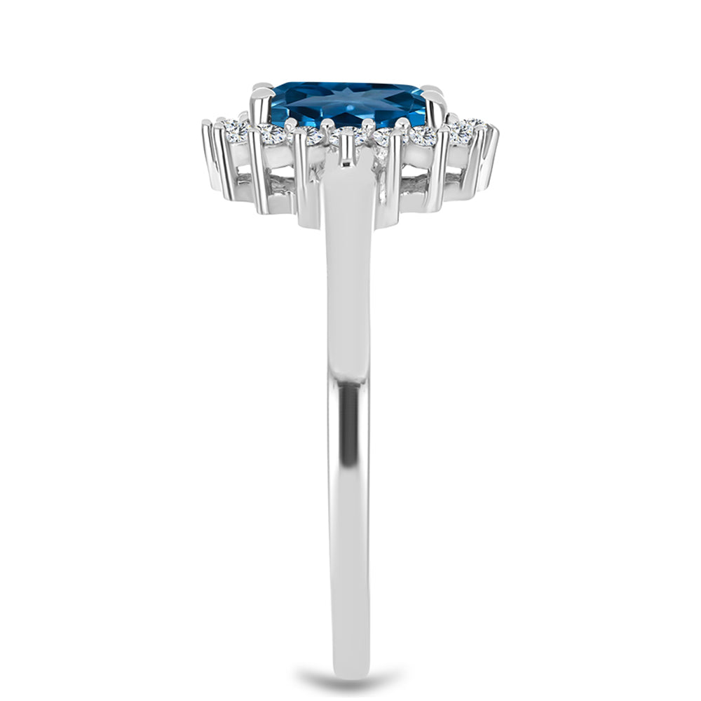 Silberring mit londonblauem Topas und weißem Topas 4 