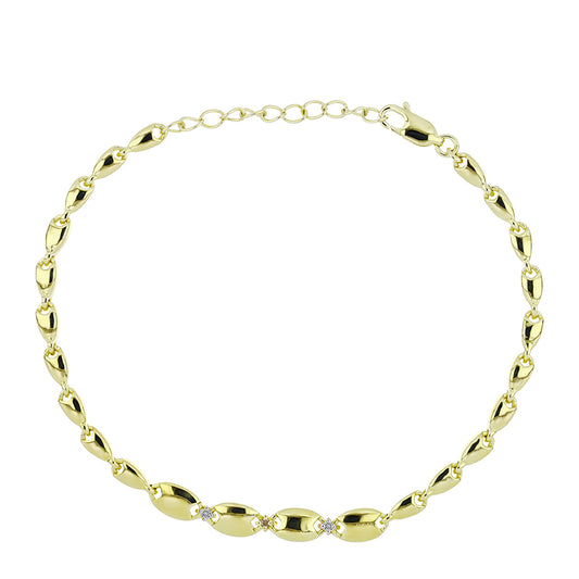 Goldplattiertes Silberarmband mit Champagner-Diamant und weißem Diamant