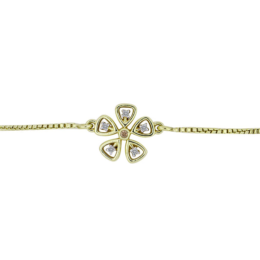 Goldplattiertes Silberarmband mit Champagner-Diamant und weißem Diamant
