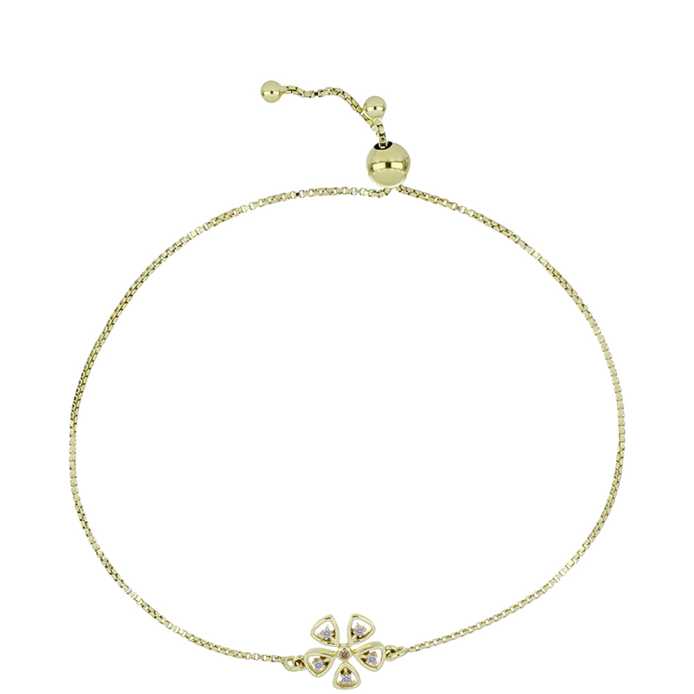 Goldplattiertes Silberarmband mit Champagner-Diamant und weißem Diamant 1 