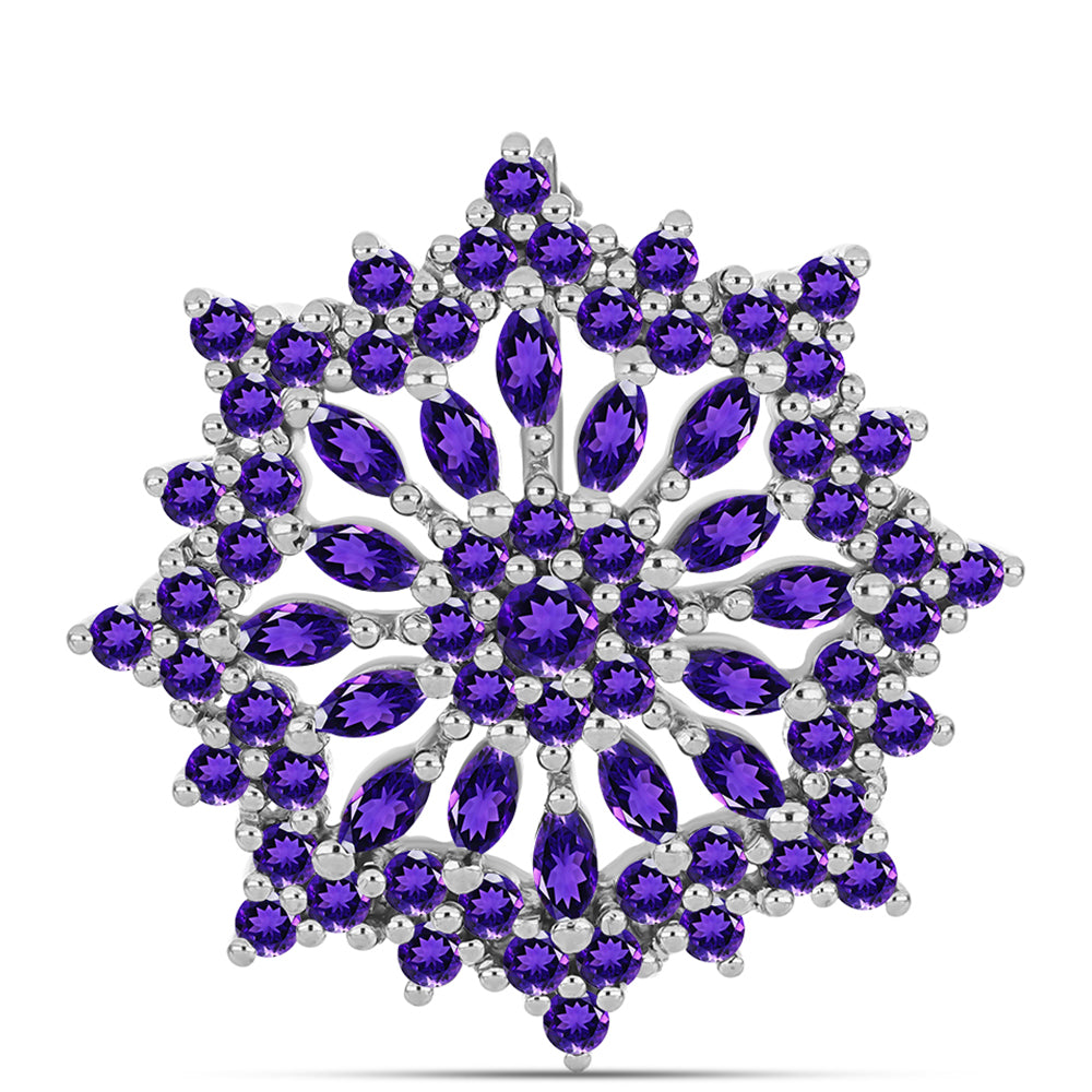 Silberbrosche mit marokkanischem Amethyst und weißem Topas 1 