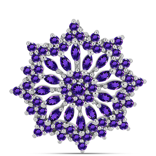 Silberbrosche mit marokkanischem Amethyst und weißem Topas