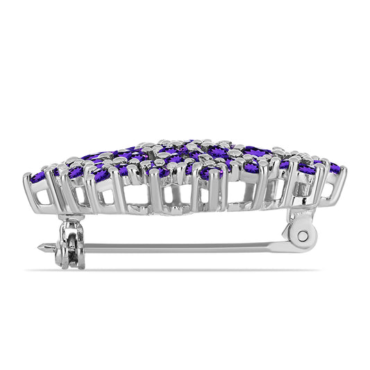 Silberbrosche mit marokkanischem Amethyst und weißem Topas