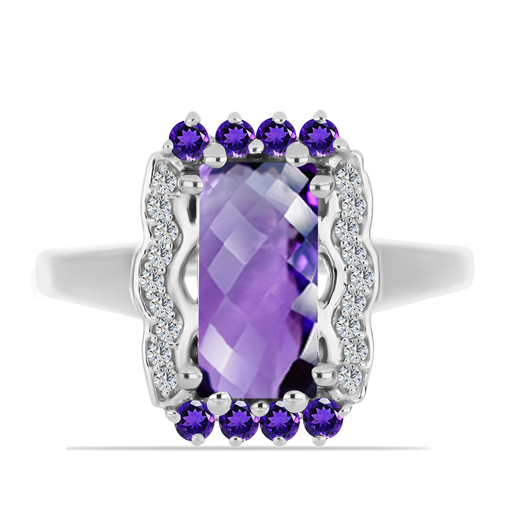 Silberring mit marokkanischem Amethyst und weißem Topas 1 