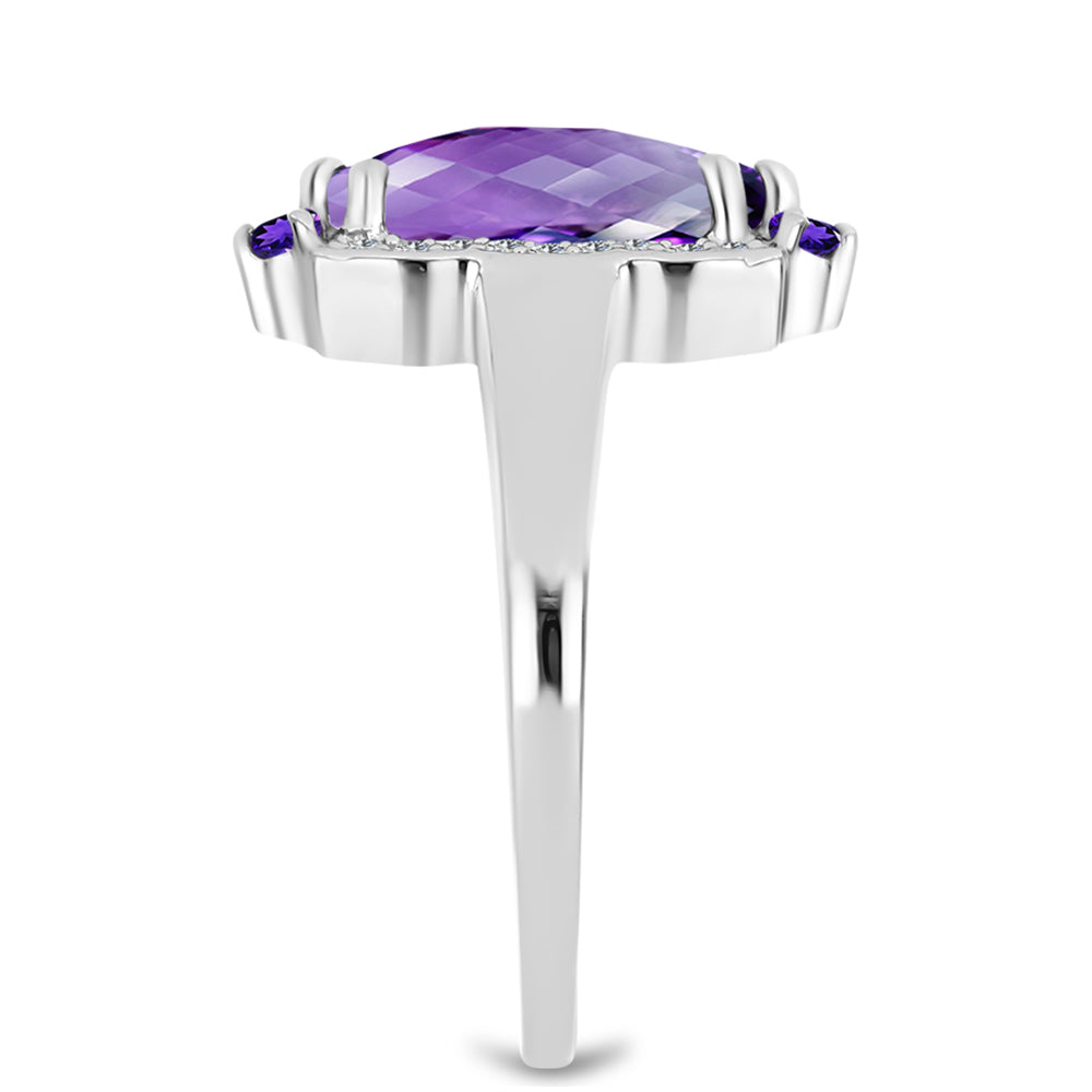 Silberring mit marokkanischem Amethyst und weißem Topas