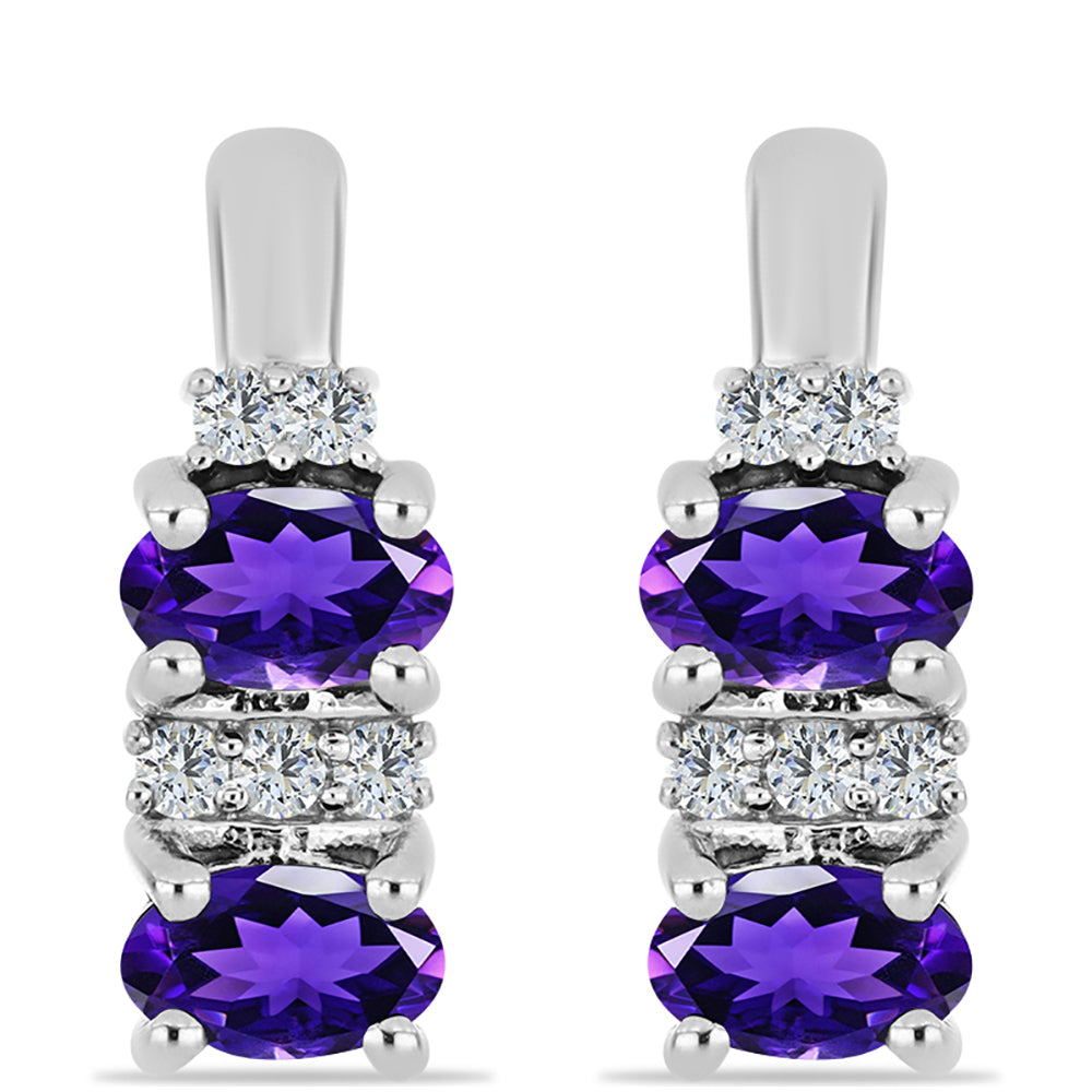 Silberohrringe mit marokkanischem Amethyst und weißem Topas 1 