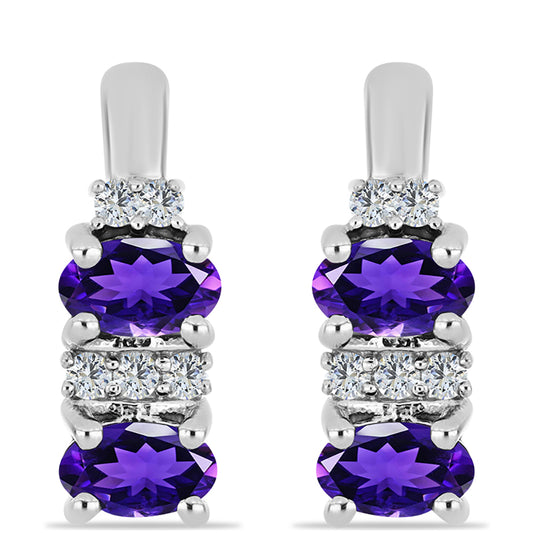 Silberohrringe mit marokkanischem Amethyst und weißem Topas