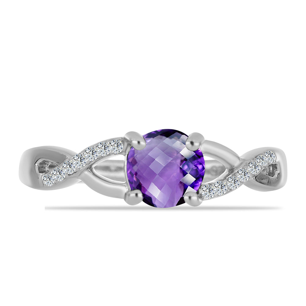 Silberring mit marokkanischem Amethyst und weißem Topas 1 