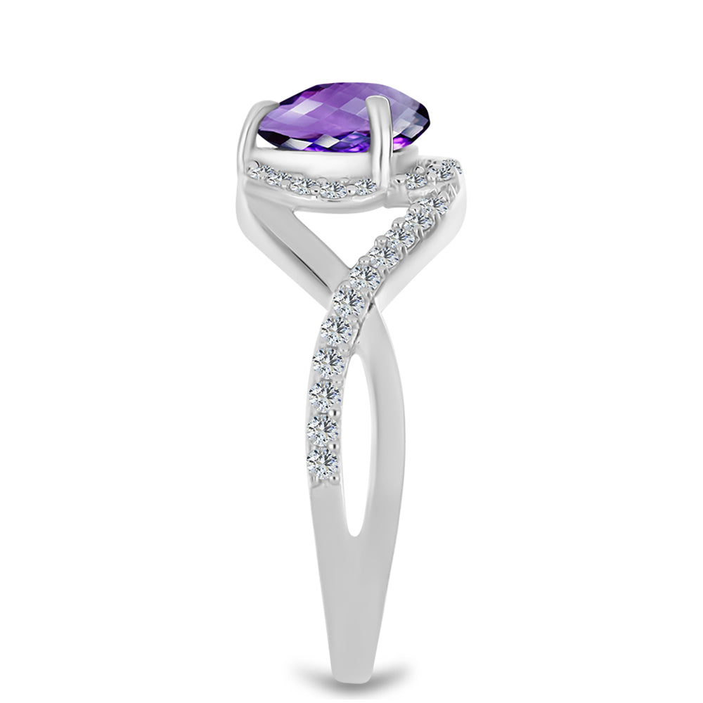 Silberring mit marokkanischem Amethyst und weißem Topas 4 