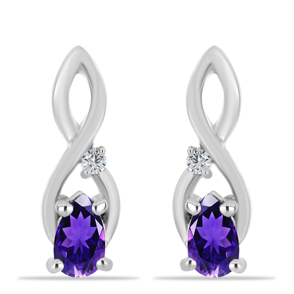 Silberohrringe mit marokkanischem Amethyst und weißem Topas