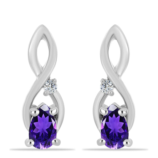 Silberohrringe mit marokkanischem Amethyst und weißem Topas