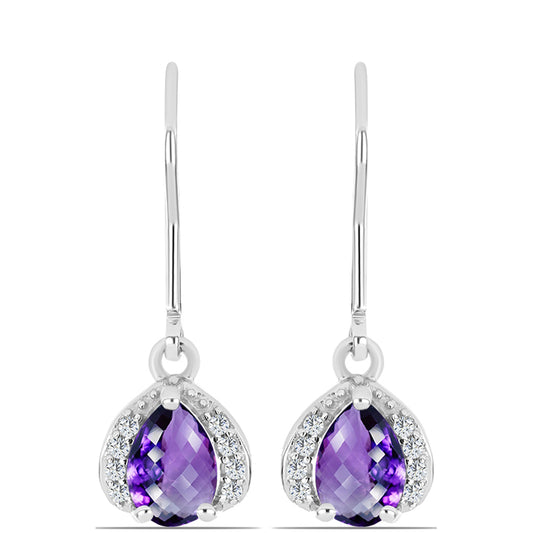 Silberohrringe mit marokkanischem Amethyst und weißem Topas
