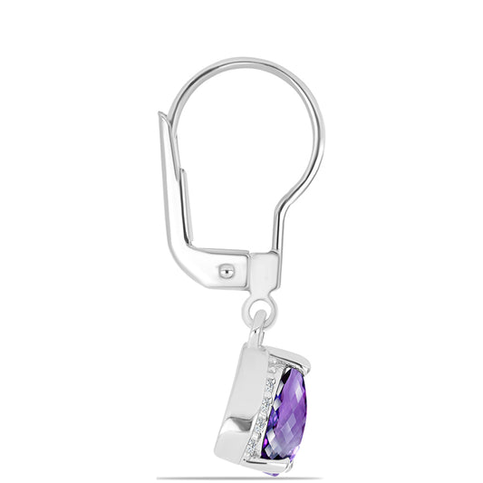 Silberohrringe mit marokkanischem Amethyst und weißem Topas