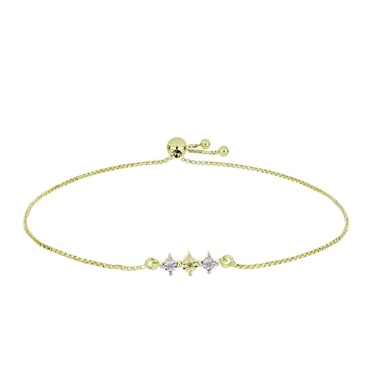 Goldplattiertes Silberarmband mit Champagner-Diamant und weißem Diamant