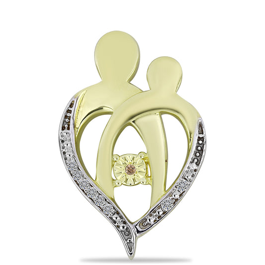Goldplattierter Silberanhänger mit Champagner-Diamant und weißem Diamant