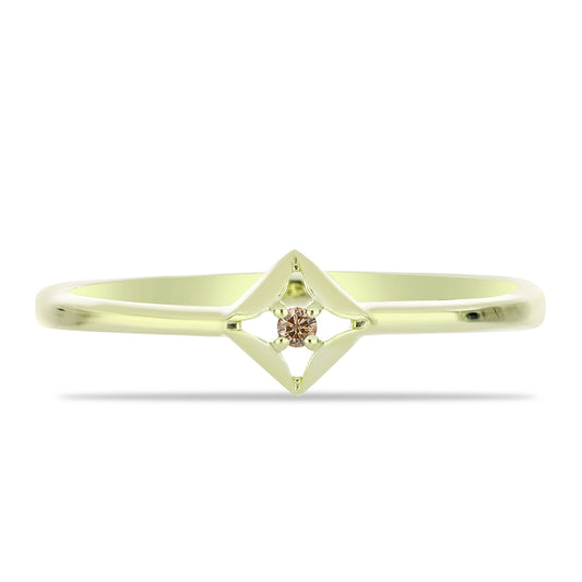 Goldplattierter Silberring mit Champagner-Diamant