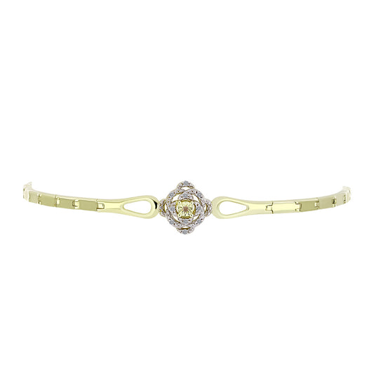 Goldplattiertes Silberarmband mit Champagner-Diamant und weißem Diamant