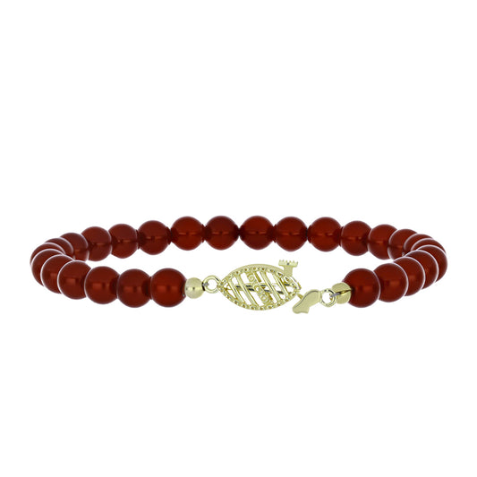 Goldplattiertes Silberarmband mit roter Süßwasserperle