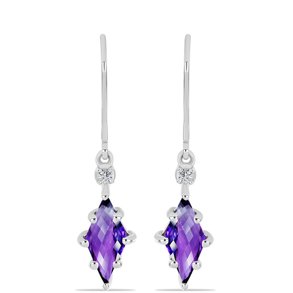 Silberohrringe mit marokkanischem Amethyst und weißem Topas 1 
