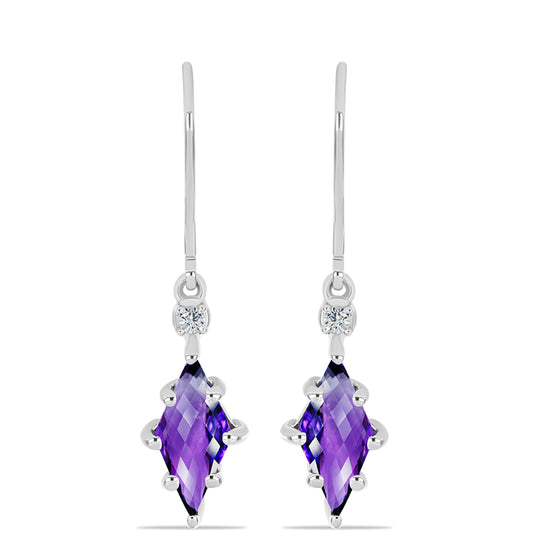 Silberohrringe mit marokkanischem Amethyst und weißem Topas