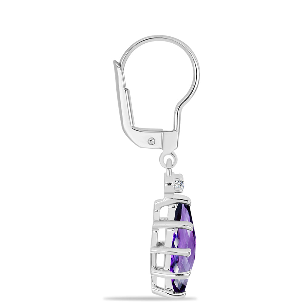 Silberohrringe mit marokkanischem Amethyst und weißem Topas 2 