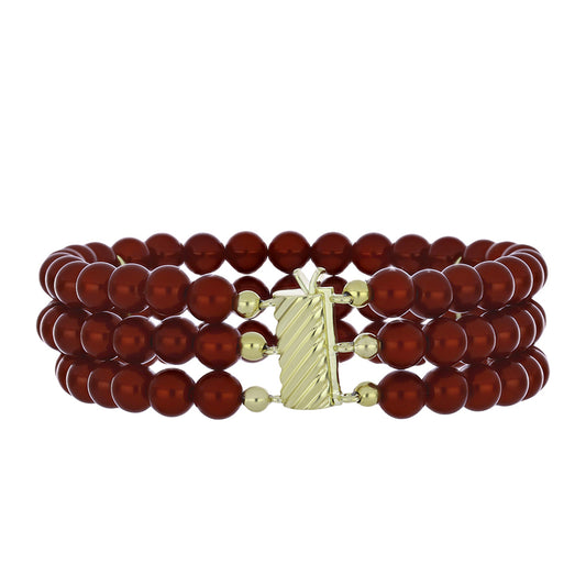 Goldplattiertes Silberarmband mit roter Süßwasserperle