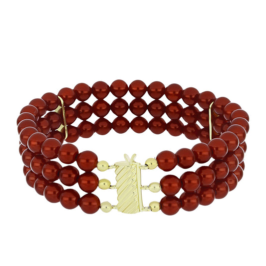 Goldplattiertes Silberarmband mit roter Süßwasserperle