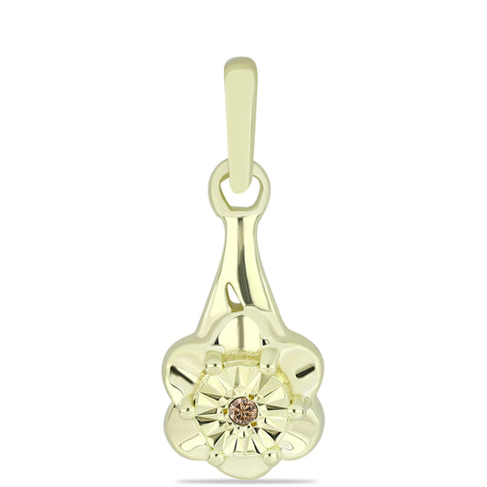 Goldplattierter Silberanhänger mit Champagner-Diamant