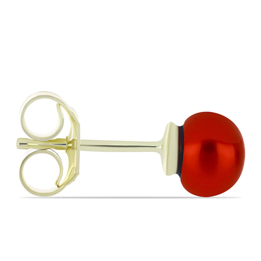 Goldplattierte Silberohrringe mit roter Süßwasserperle