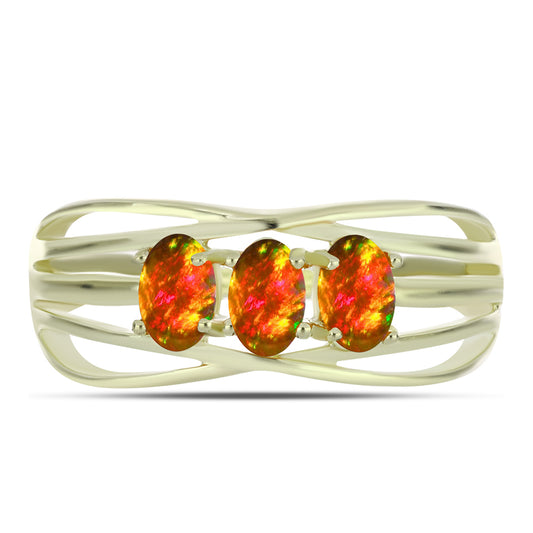Goldplattierter Silberring mit amerikanischem Feueropal