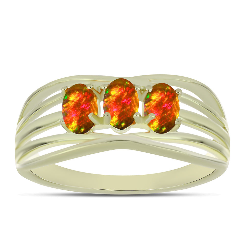 Goldplattierter Silberring mit amerikanischem Feueropal 3 