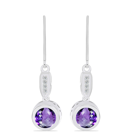 Silberohrringe mit marokkanischem Amethyst und weißem Topas