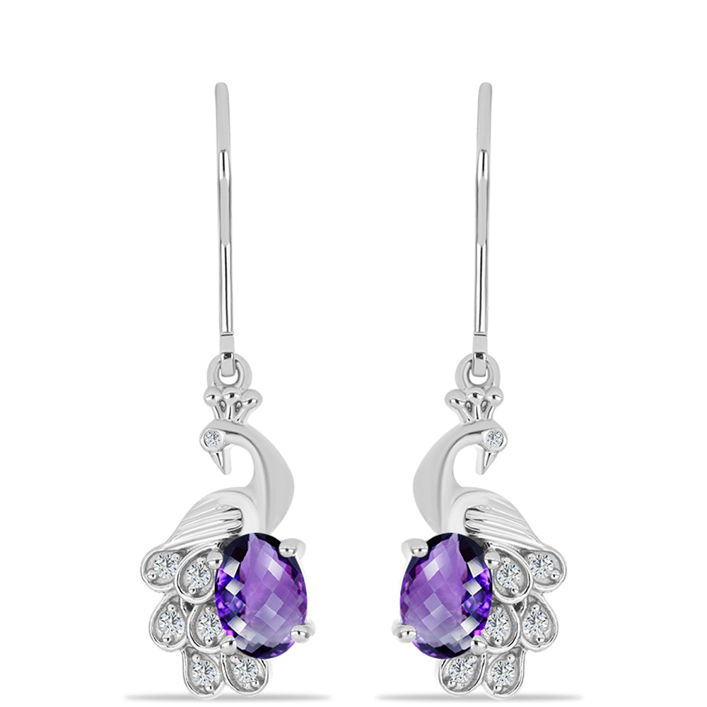 Silberohrringe mit marokkanischem Amethyst und weißem Topas