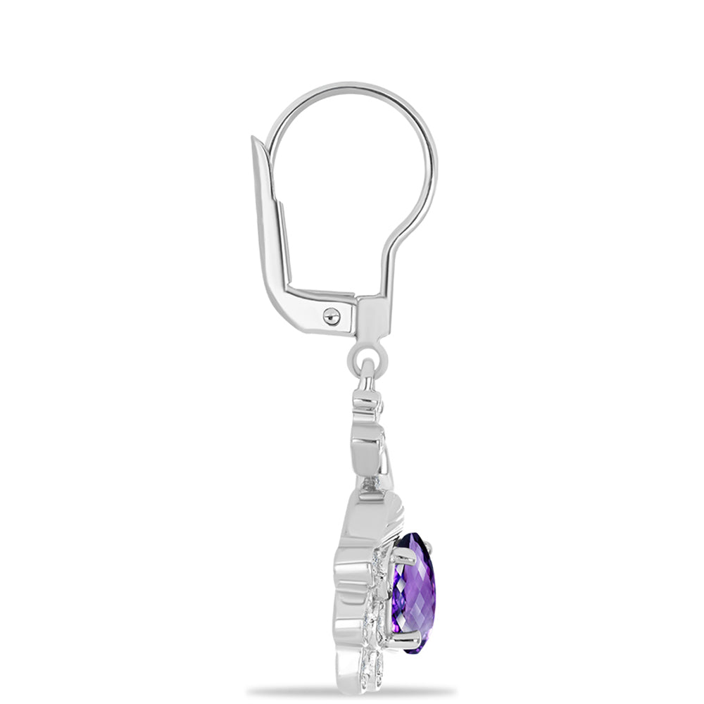 Silberohrringe mit marokkanischem Amethyst und weißem Topas 2 