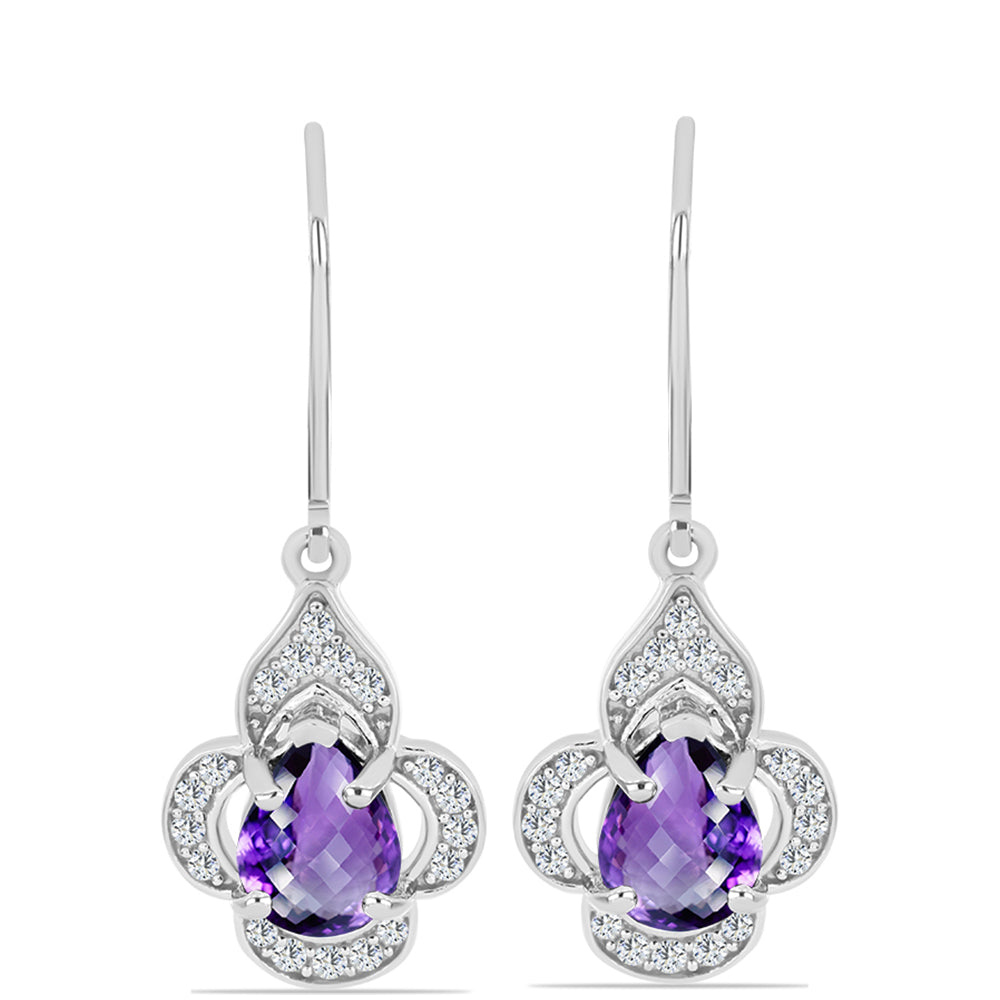 Silberohrringe mit marokkanischem Amethyst und weißem Topas