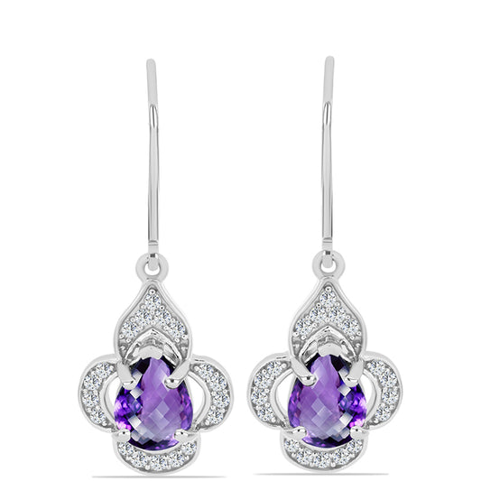 Silberohrringe mit marokkanischem Amethyst und weißem Topas