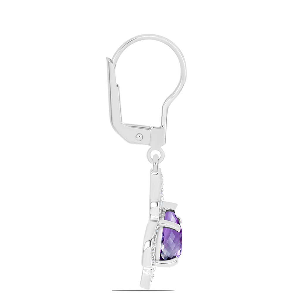 Silberohrringe mit marokkanischem Amethyst und weißem Topas 2 