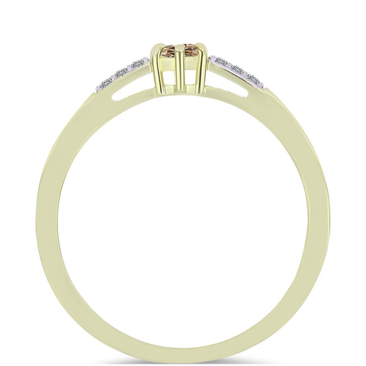 Goldplattierter Silberring mit Champagner-Diamant und weißem Diamant