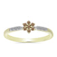 Goldplattierter Silberring mit Champagner-Diamant und weißem Diamant