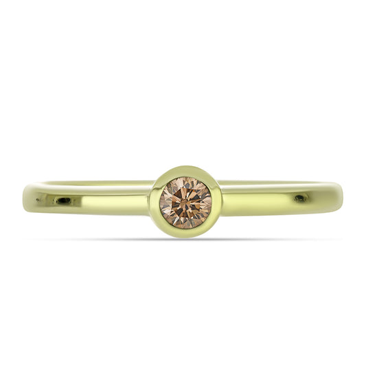 Goldplattierter Silberring mit Champagner-Diamant