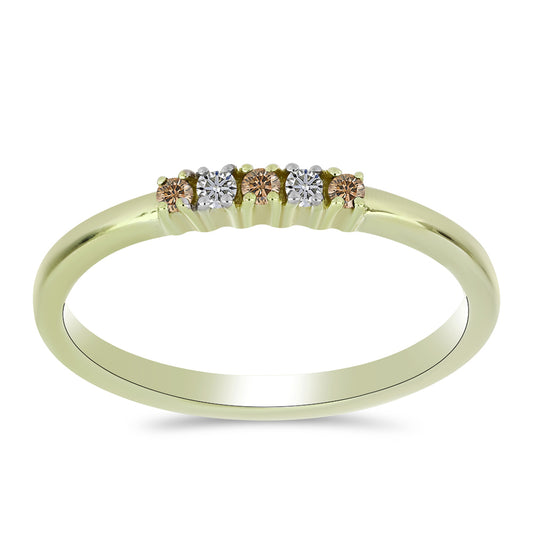 Goldplattierter Silberring mit Champagner-Diamant und weißem Diamant