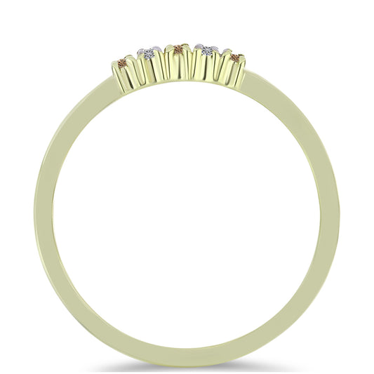 Goldplattierter Silberring mit Champagner-Diamant und weißem Diamant