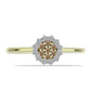 Goldplattierter Silberring mit Champagner-Diamant und weißem Diamant
