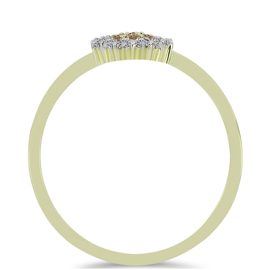 Goldplattierter Silberring mit Champagner-Diamant und weißem Diamant