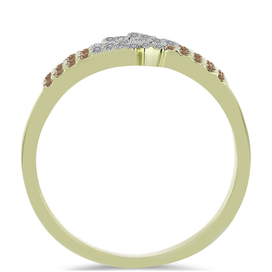 Goldplattierter Silberring mit Champagner-Diamant und weißem Diamant