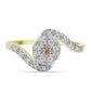 Goldplattierter Silberring mit Champagner-Diamant und weißem Diamant