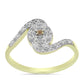 Goldplattierter Silberring mit Champagner-Diamant und weißem Diamant