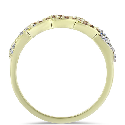 Goldplattierter Silberring mit Champagner-Diamant und weißem Diamant
